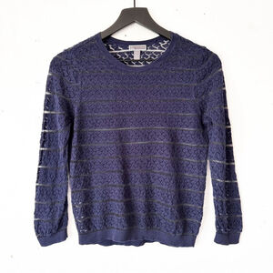 Chelsea28 Navy Lace Knit Sheer Pullover Sweater Women’s Small